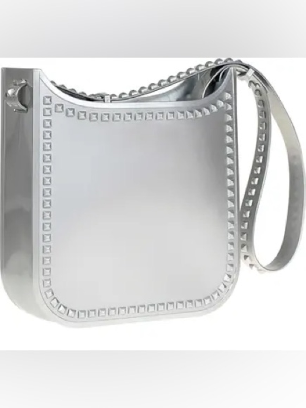 Carmen Sol Fico Large Grey Adjustable Strap jelly Studded Crossbody PVC Bag